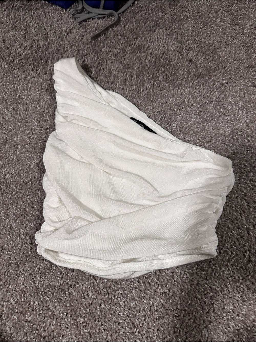 SHEIN Off-Shoulder White Ruched Crop Top